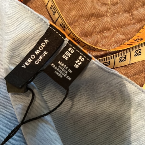 3.  Vero Moda Curve Kaya Sleeveless Ruffle Trim Dress in Blue Bella, Size 18W - Picture 11 of 12